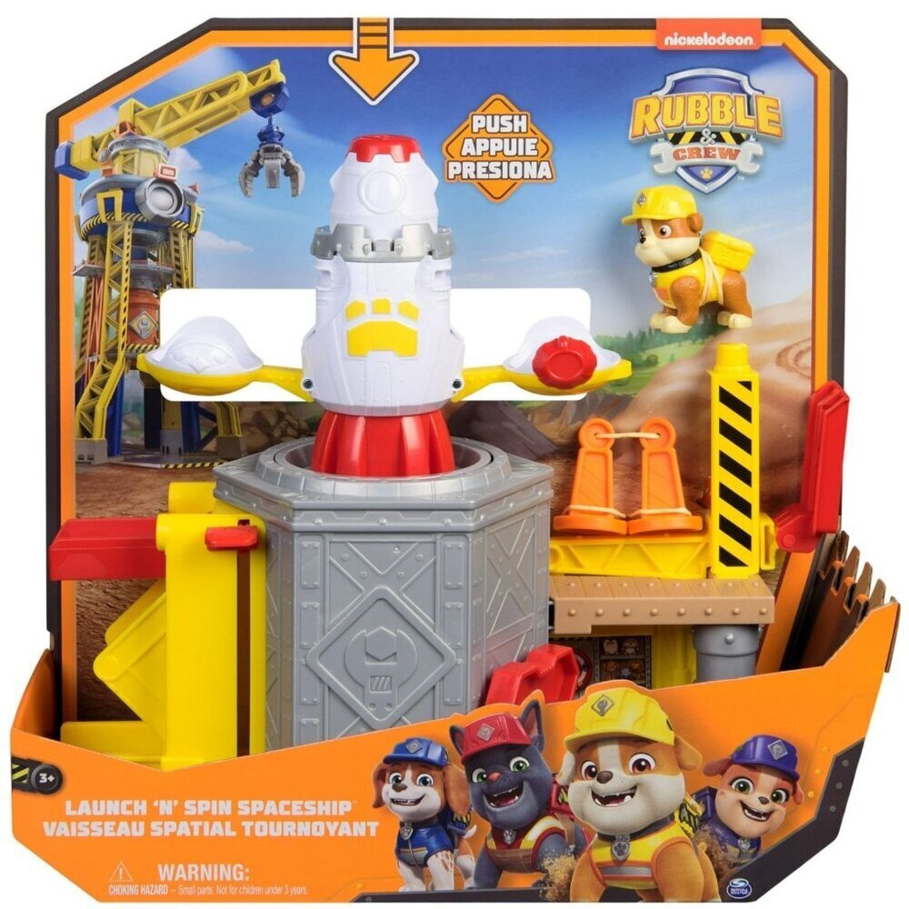 Paw Patrol Rubble & Crew Launch 'n' Spin Spaceship Playset With Rubble Figure